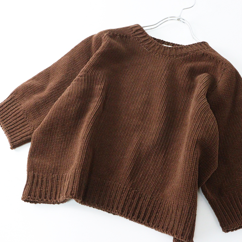 新品 未使用 2025AW 今季 完売品 イエナ IENA SCARLET ニットプルオーバー F‖ブラウン ミドルゲージ コーデュロイ【2400014702057】_画像5