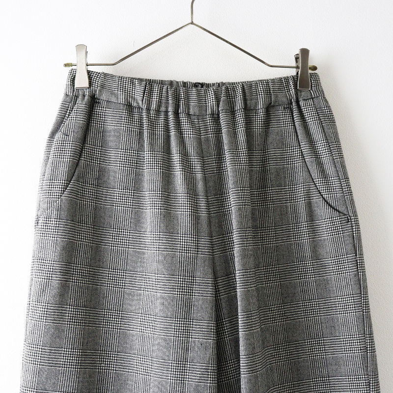 美品 定価18480円 モリスアンドサンズ MORRIS & SONS ウール ワイドチェックイージーパンツ 0 グレー┃グレンチェック【2400014703979】_画像3