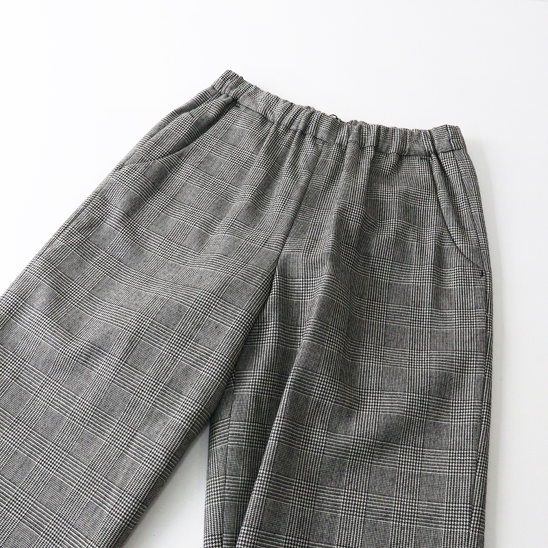 美品 定価18480円 モリスアンドサンズ MORRIS & SONS ウール ワイドチェックイージーパンツ 0 グレー┃グレンチェック【2400014703979】_画像5