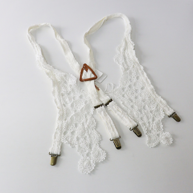 美品 キャピタル KAPITAL かぎ針レースベストサスペンダー F\ホワイト 小物【2400014710274】_画像2