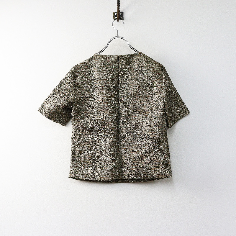 バイマレーネビルガー BY MALENE BIRGER グリッターデザイン 半袖 スリット ブラウス 34/ゴールド【2400014538328】_画像2