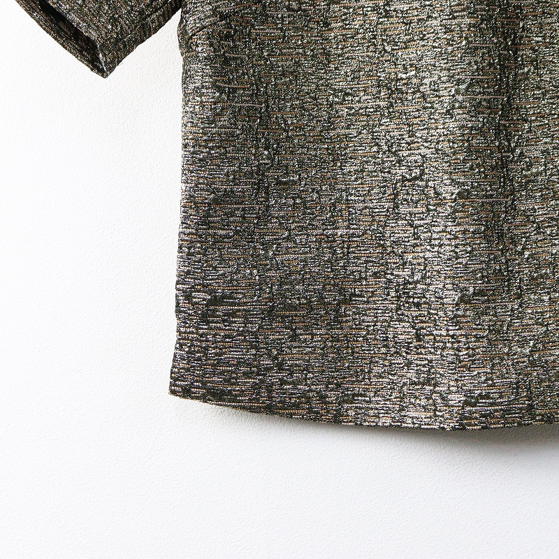 バイマレーネビルガー BY MALENE BIRGER グリッターデザイン 半袖 スリット ブラウス 34/ゴールド【2400014538328】_画像4