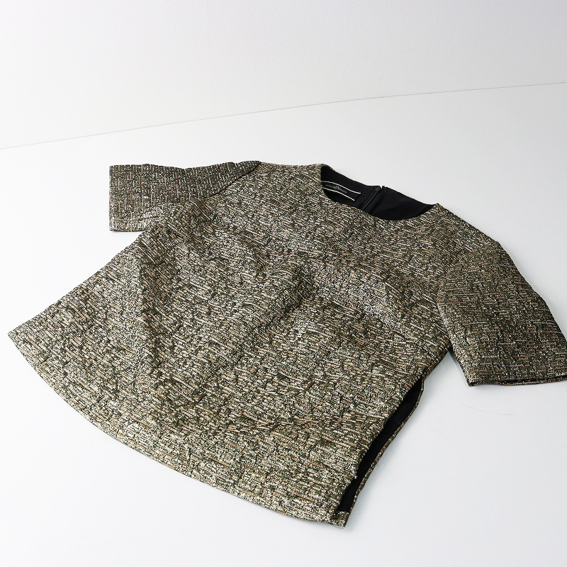 バイマレーネビルガー BY MALENE BIRGER グリッターデザイン 半袖 スリット ブラウス 34/ゴールド【2400014538328】_画像5