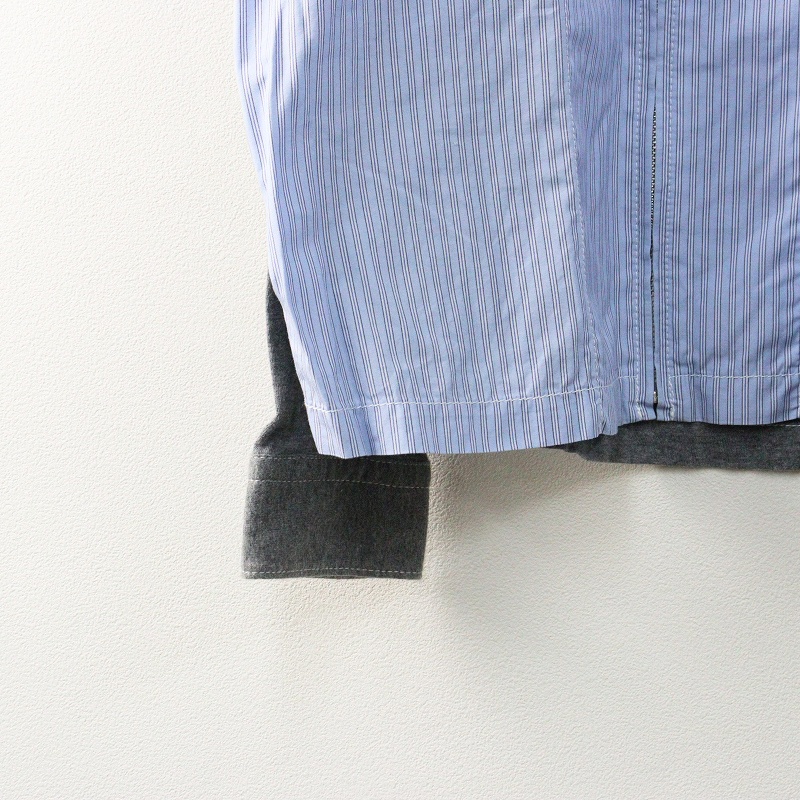 コムデギャルソン オム COMME des GARCONS HOMME 天竺×ストライプ ジップアップ長袖シャツ L ブルー×グレー┃【2400014700428】_画像5