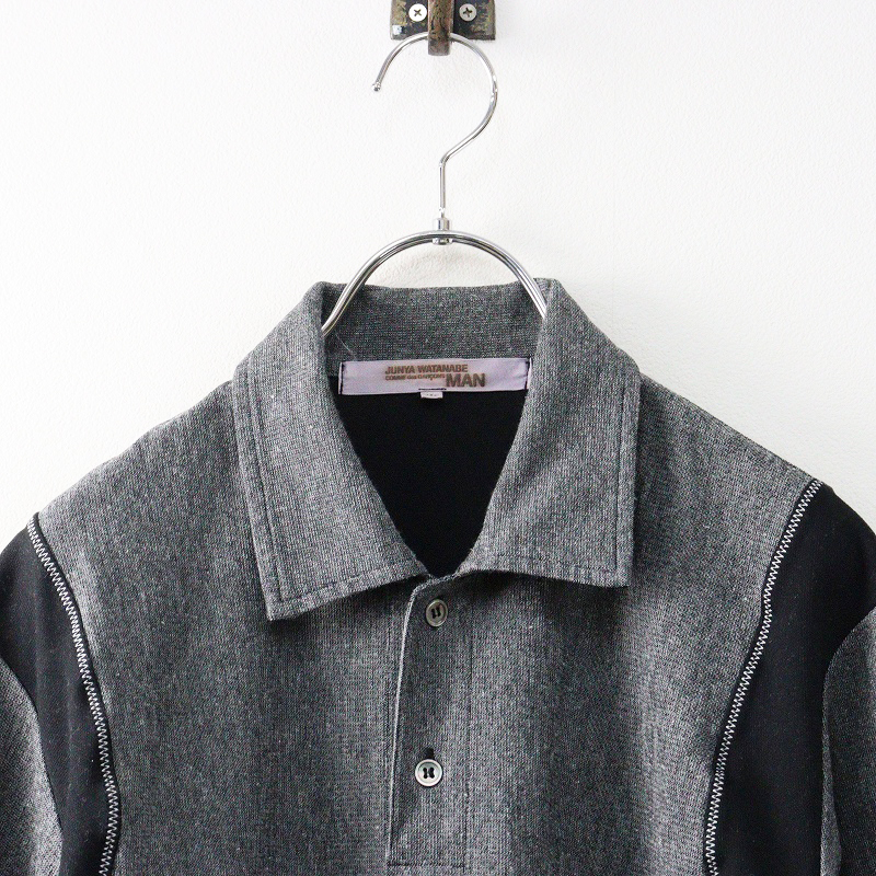 ジュンヤワタナベマン コムデギャルソン JUNYA WATANABE MAN サイドライン ニットポロシャツ M グレー┃トップス【2400014700459】_画像3