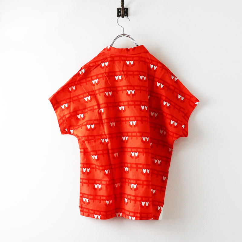 未使用 青衣 あをごろも AOGOROMO 京都 半袖ブラウス神社 F｜レッド シャツ カットソー 前開き【2400014694215】_画像2