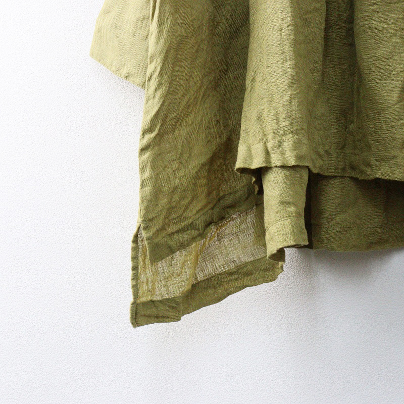 ナチュラン ゼロハチマブ 08MAB 染色加工 リネン メニィボタン プルオーバートップス フレアシルエット イエロー┃麻【2400014717983】_画像5