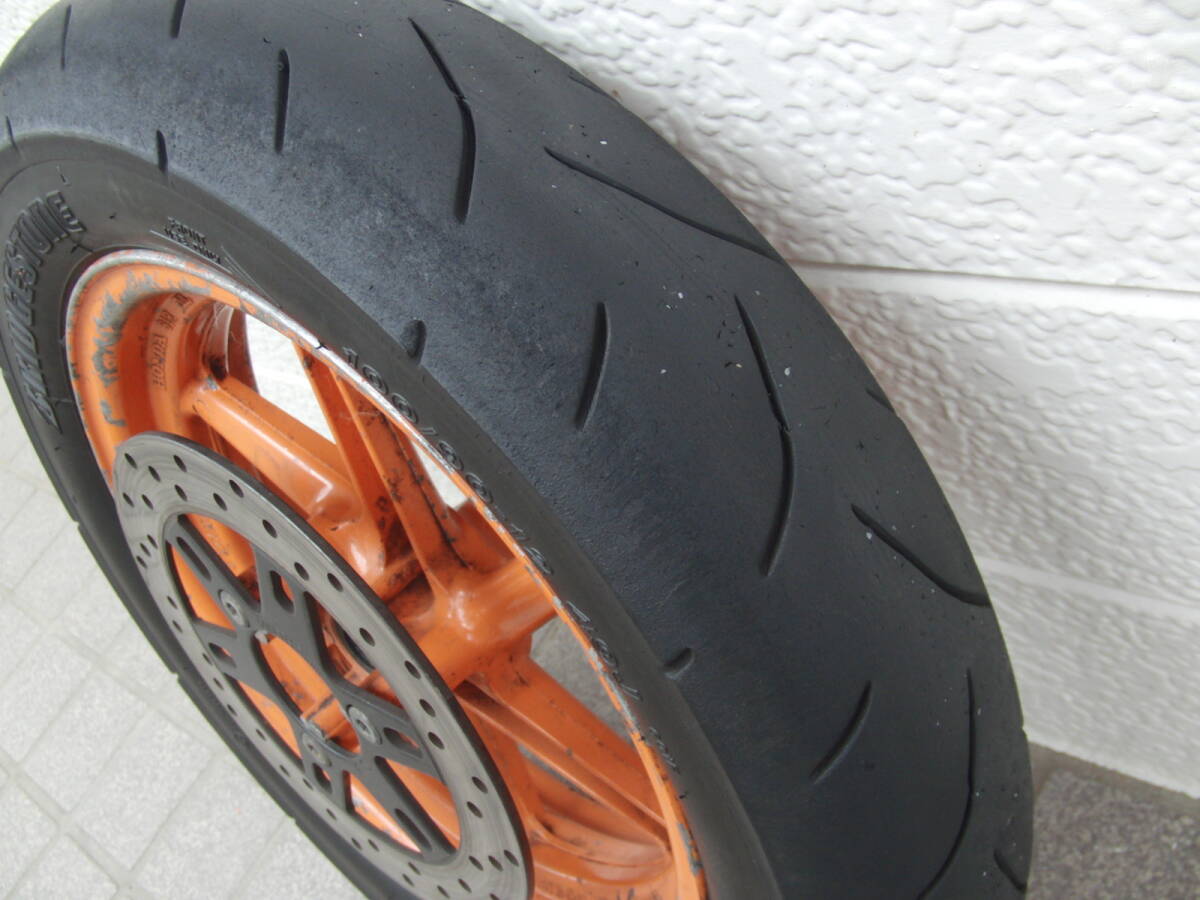 ★NSR50/80 後期 純正6本 レプソルフロントホィール + ブレーキディスク＋バトラックス タイヤ付 ！_画像9