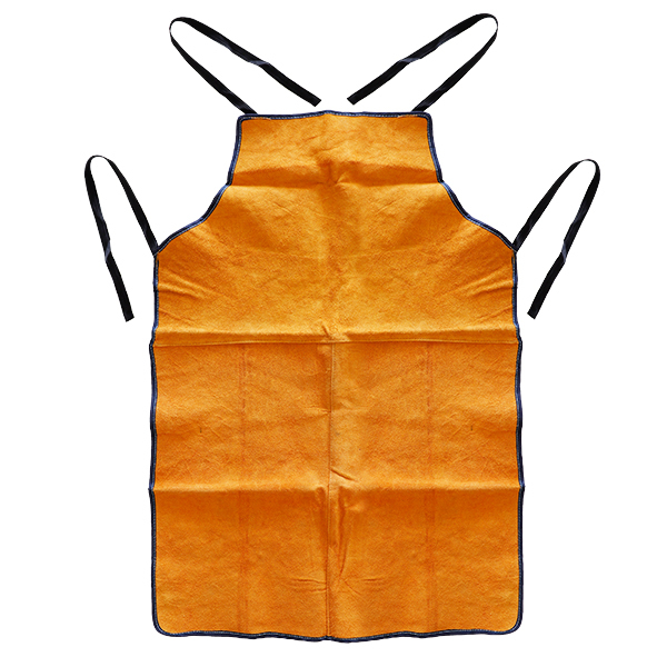 溶接用 革エプロン オレンジ/牛革製エプロン/丈87x幅58cm オレンジ色/溶接作業、ガス、ロウ付けに耐熱火花耐火　アウトレット　B品_画像7