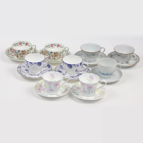 【中古】ウエッジウッド MINTON ローゼンタール ジバンシー ノリタケ カップ＆ソーサー 9客セット #19633_画像1