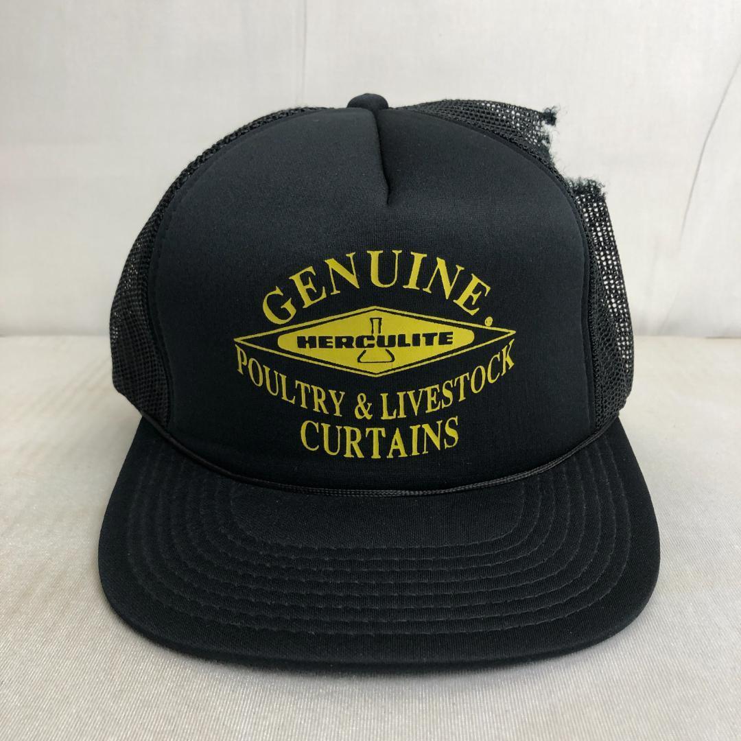 【訳あり品】US古着キャップ　メッシュキャップ　トラッカーキャップ　GENUINE ブラック 黒　ビンテージキャップ　企業ロゴ　企業物_画像2