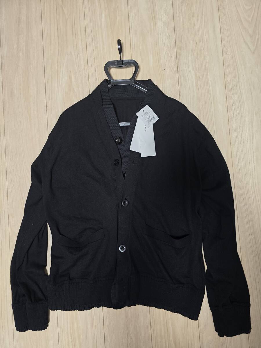 今期新品 タグ付 sacai サカイ Cotton Cashmere Knit Cardigan コットンカシミヤ ニット カーディガン 黒 ブラック 4 XL 2025年10月購入_画像1