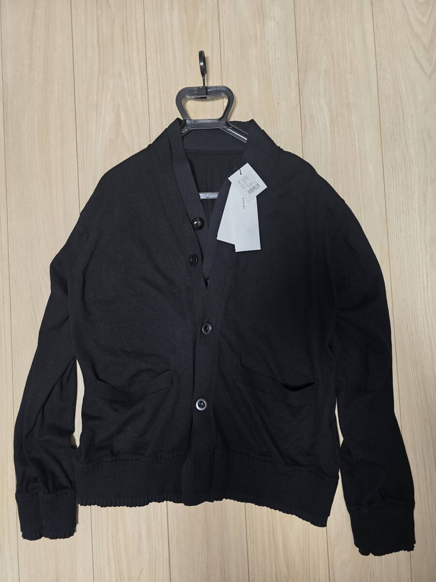 今期新品 タグ付 sacai サカイ Cotton Cashmere Knit Cardigan コットンカシミヤ ニット カーディガン 黒 ブラック 4 XL 2025年10月購入_画像2