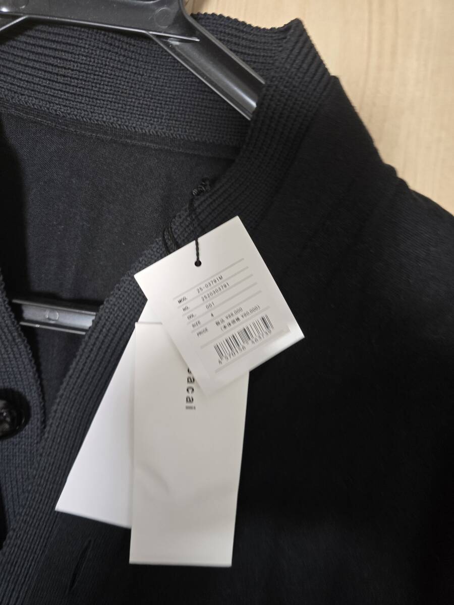 今期新品 タグ付 sacai サカイ Cotton Cashmere Knit Cardigan コットンカシミヤ ニット カーディガン 黒 ブラック 4 XL 2025年10月購入_画像4