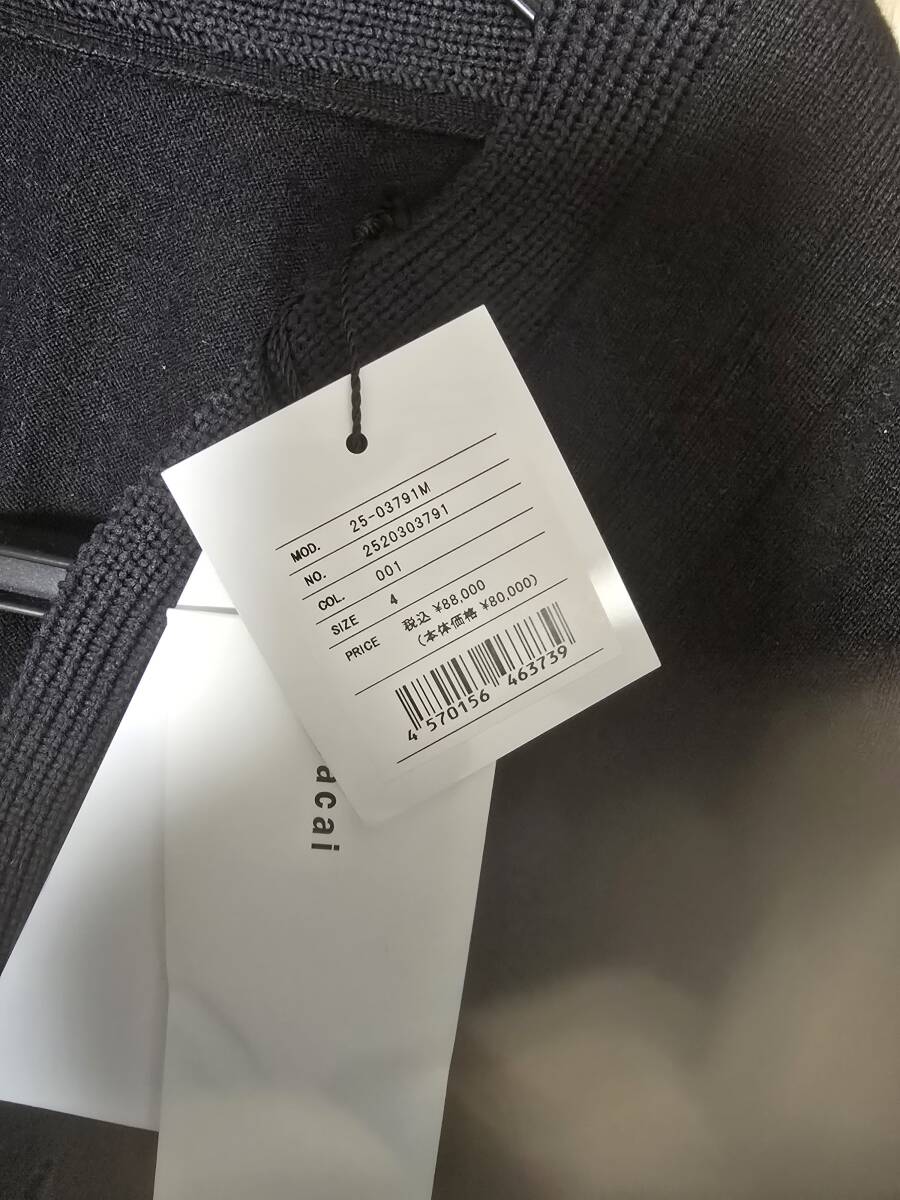 今期新品 タグ付 sacai サカイ Cotton Cashmere Knit Cardigan コットンカシミヤ ニット カーディガン 黒 ブラック 4 XL 2025年10月購入_画像5