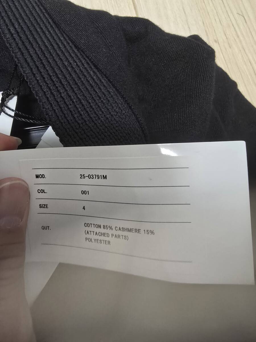 今期新品 タグ付 sacai サカイ Cotton Cashmere Knit Cardigan コットンカシミヤ ニット カーディガン 黒 ブラック 4 XL 2025年10月購入_画像10