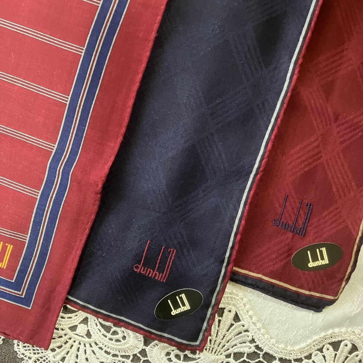 送料無料 dunhill ダンヒルメンズハンカチ3枚セット♪♪ ハイブランドハンカチ 素敵なメンズに 紳士用_画像7
