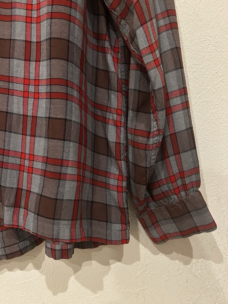 60s XL レーヨンシャツ ヴィンテージ cran brook シャドーチェック オンブレ ビンテージ オープンカラーシャツ チェックシャツ 60年代 50s_画像4