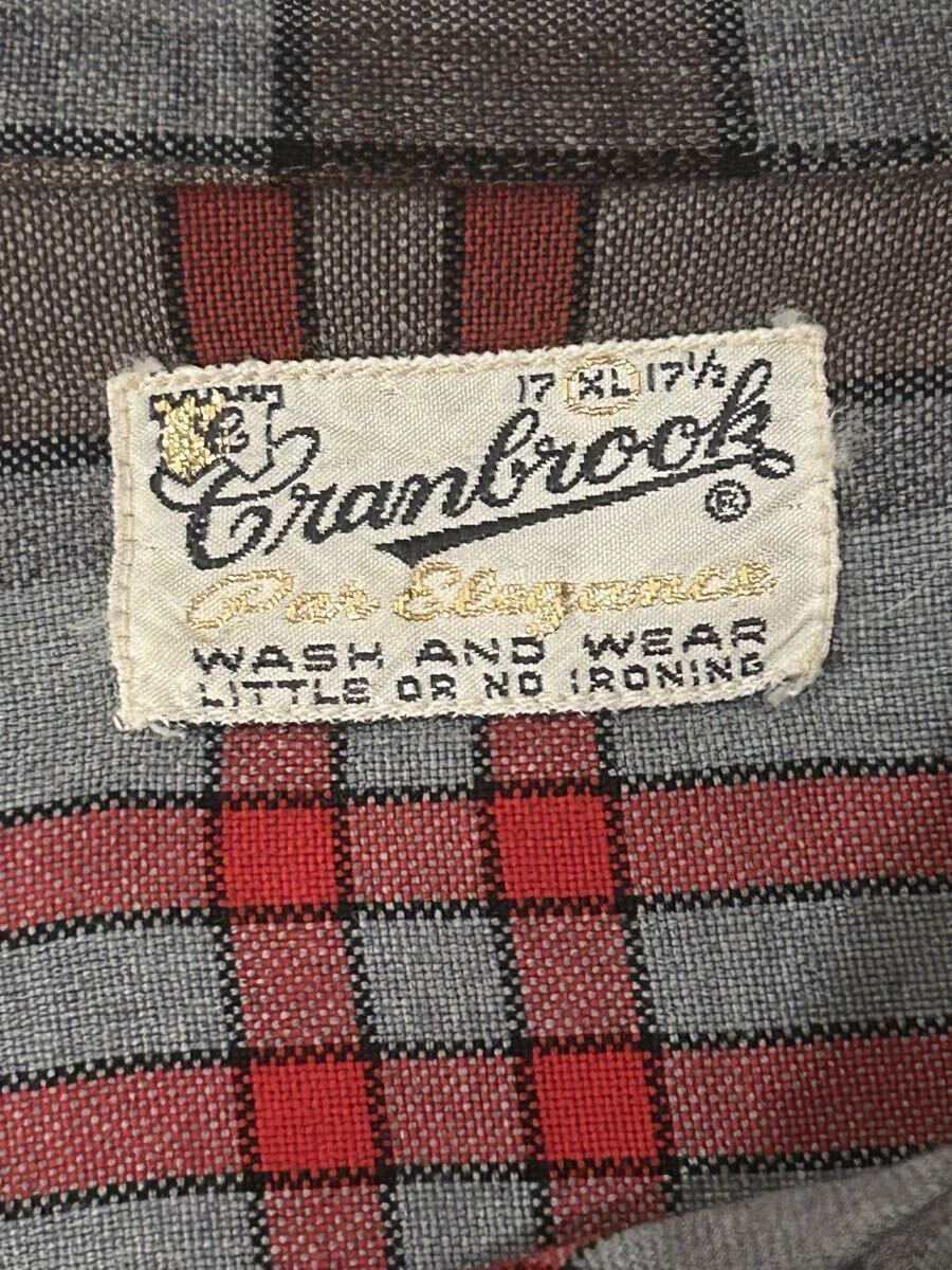 60s XL レーヨンシャツ ヴィンテージ cran brook シャドーチェック オンブレ ビンテージ オープンカラーシャツ チェックシャツ 60年代 50s_画像6