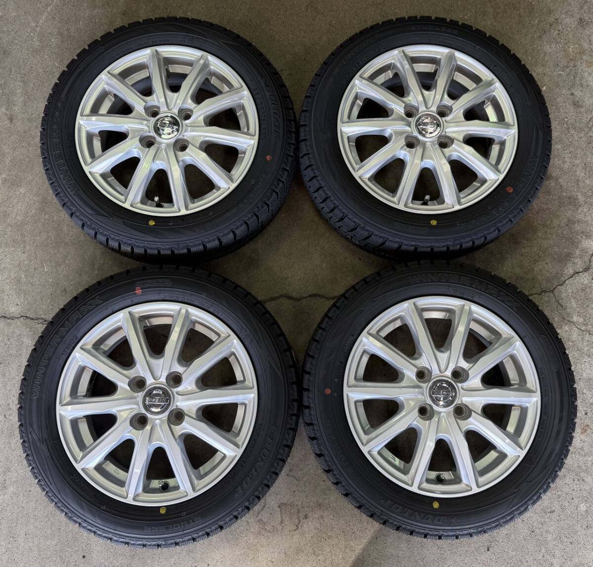 ニッサン デイズ 純正 14インチ 中古 DUNLOP WINTER MAXX WM02 155/65R14 25年製 新品 スタッドレスタイヤホイール4本セット ルークスにも_画像1