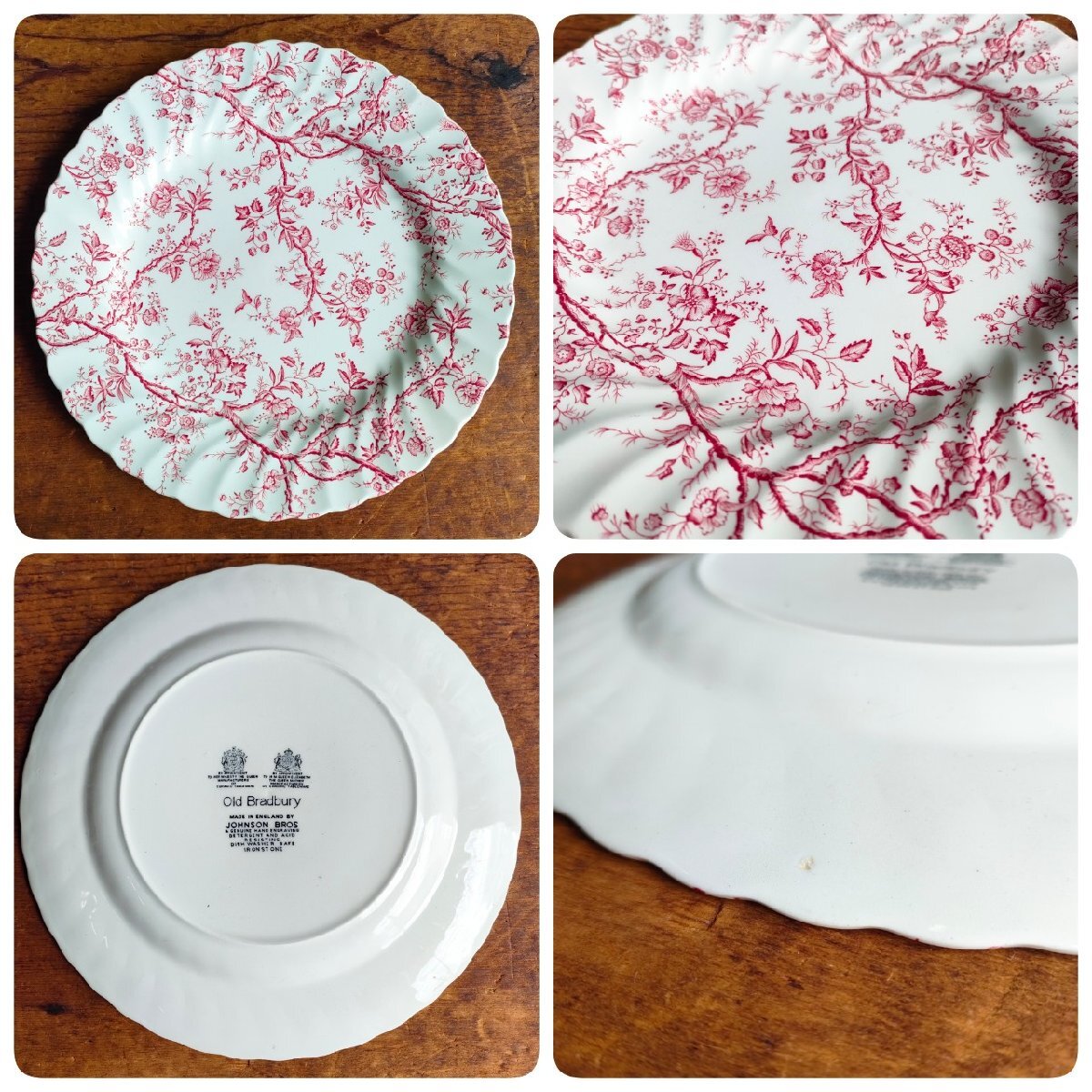 Johnson Brothers【Old Bradbury】オールドブラッドバリー MADE IN ENGLAND イギリス製 英国製 プレート 4枚セット 約25cm ヴィンテージ_画像3
