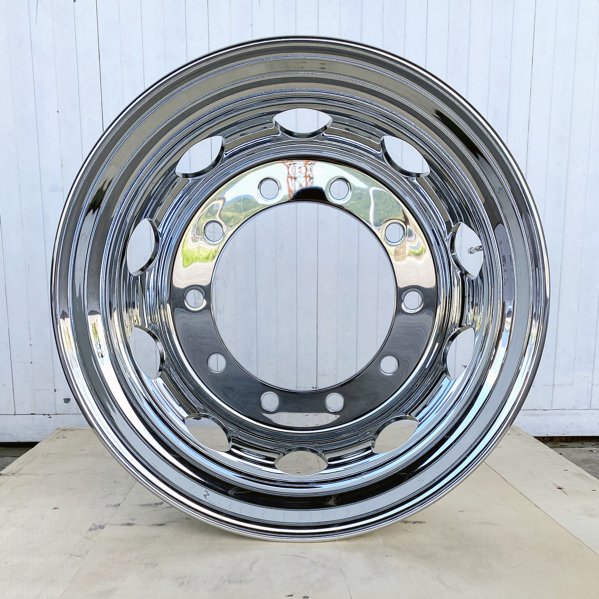 メッキホイール 22.5×7.50 10穴 新ISO リア用 大型 トラック ダンプ トレーラー バス 新品 1年保証 DOT-X_画像3