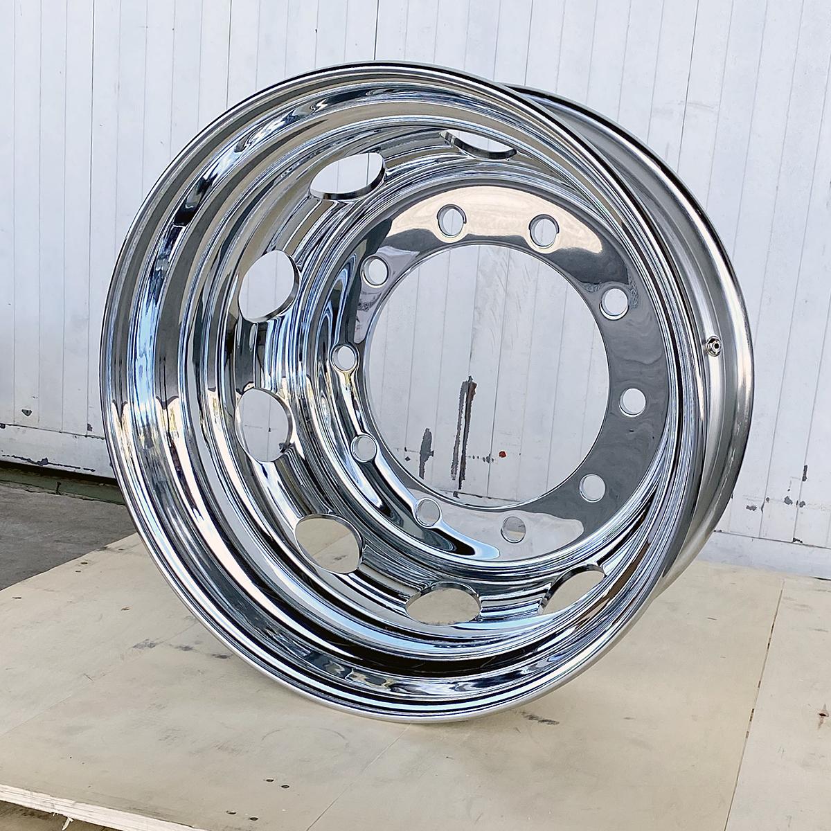 メッキホイール 22.5×7.50 10穴 新ISO リア用 大型 トラック ダンプ トレーラー バス 新品 1年保証 DOT-X_画像5