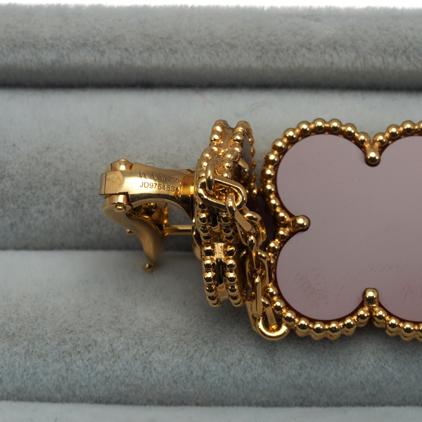 ヴァンクリーフ＆アーペル ピアス カーネリアン タイガーアイ マジックアルハンブラ K18YG 保証書BLJ_画像5