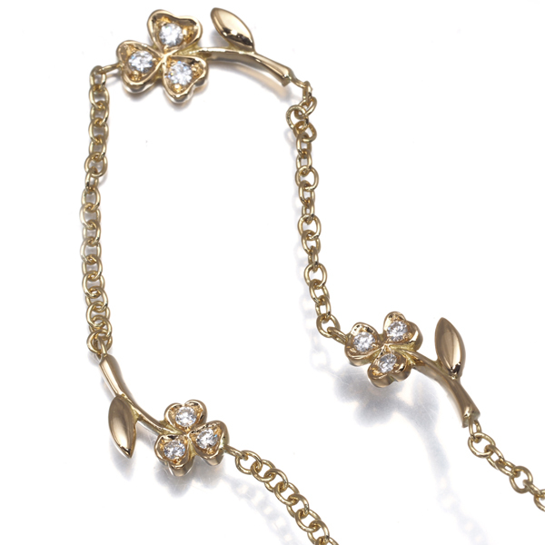 アルフィエリ＆セントジョン ネックレス ダイヤ ダイヤモンド リーフ フラワー ステーション K18YG BLJ/GENJ_画像2