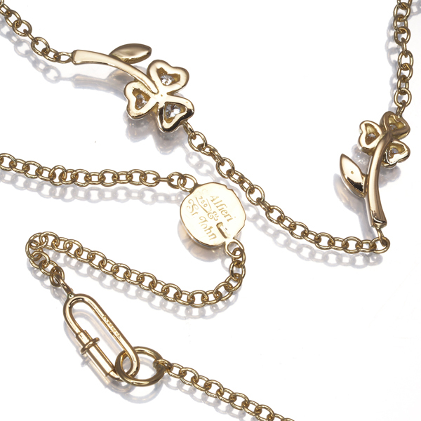 アルフィエリ＆セントジョン ネックレス ダイヤ ダイヤモンド リーフ フラワー ステーション K18YG BLJ/GENJ_画像3