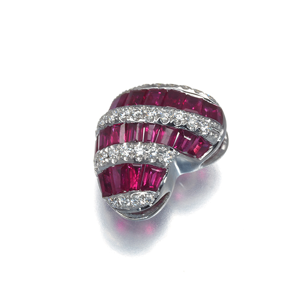 ルビー 0.90ct ダイヤ ダイヤモンド 0.12ct ハート ペンダントトップ K18WG GENJ_画像2