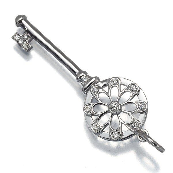 ティファニー ペンダントトップ ダイヤ ダイヤモンド フローラル キー K18WG BLJ_画像2