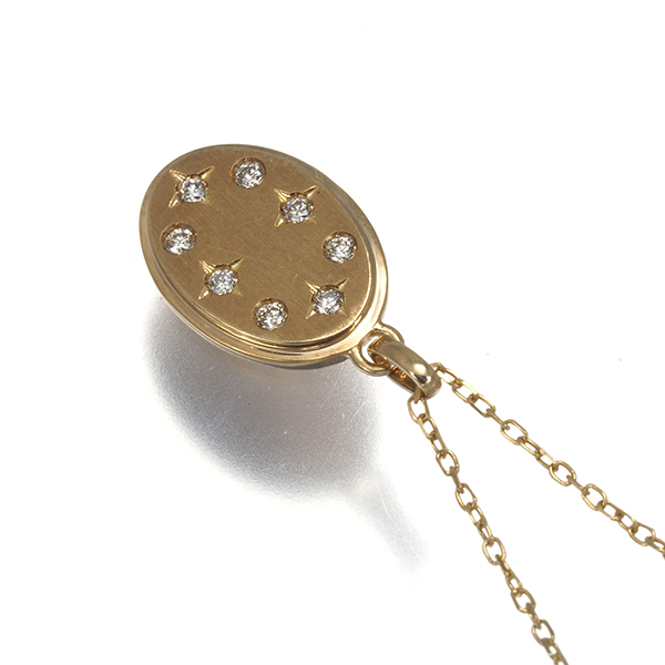 ダイヤ ダイヤモンド プレート リバーシブル ネックレス K10YG GENJ_画像2