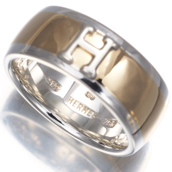 エルメス リング Hロゴ コンビカラー 51号 K18YG/シルバー 925 指輪 BLJ_画像3