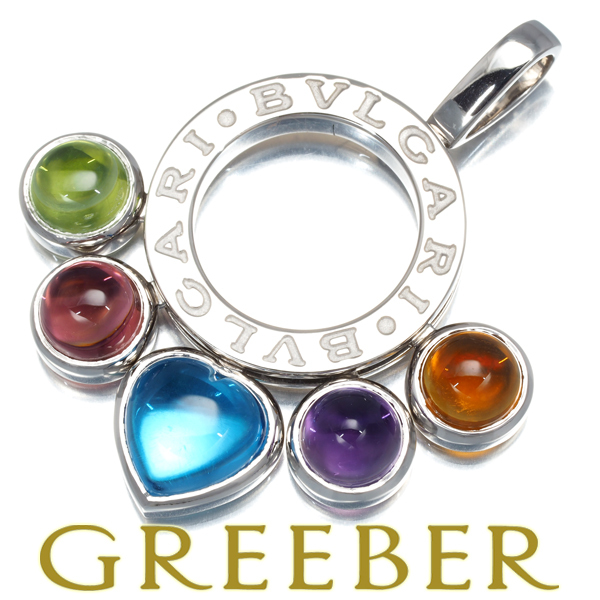  BVLGARY a ноги la подвеска с цепью топаз аметист оливин турмалин многоцветный K18WGBLJ большое снижение цены товар 