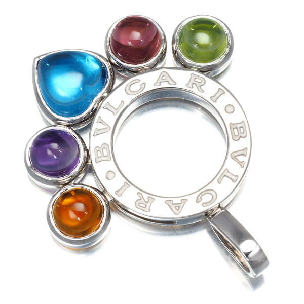  BVLGARY a ноги la подвеска с цепью топаз аметист оливин турмалин многоцветный K18WGBLJ большое снижение цены товар 