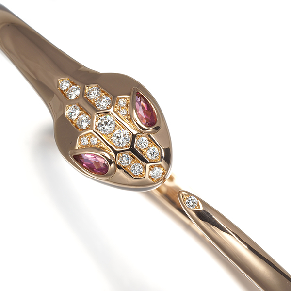 ブルガリ ブレスレット ルベライト ダイヤ ダイヤモンド セルペンティ セドゥットーリ 蛇 ヘビ アニマル バングル K18BLJ 大幅値下げ品_画像2