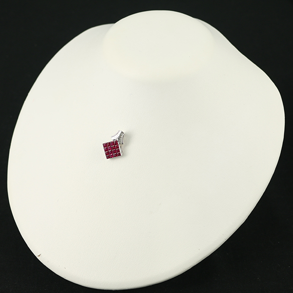 ルビー 1.70ct ダイヤ ダイヤモンド 0.10ct ミステリーセッティング ペンダントトップ K18WG GENJ_画像5