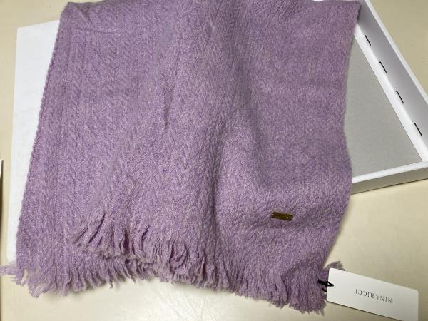 カシミヤ100 ニナリッチ ストール ショール 大判マフラー パープル系_画像2