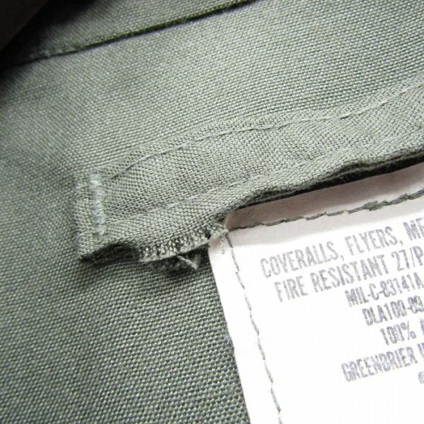 80s 米軍実物 サイズ 38R U.S AIR FORCE CWU27/P カバーオール つなぎ オールインワン サマー セージ 古着 ビンテージ ミリタリー 5N0901_画像4