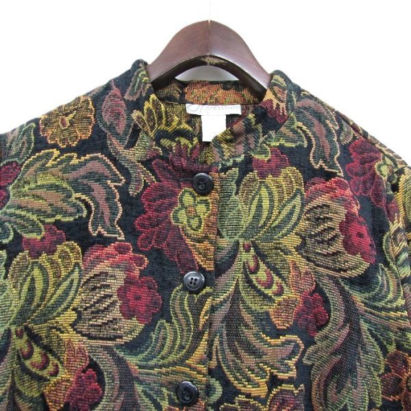 サイズ M dressbarn タペストリー ゴブラン ジャケット ネイティブ柄 レディース 古着 ビンテージ 5N1406_画像4