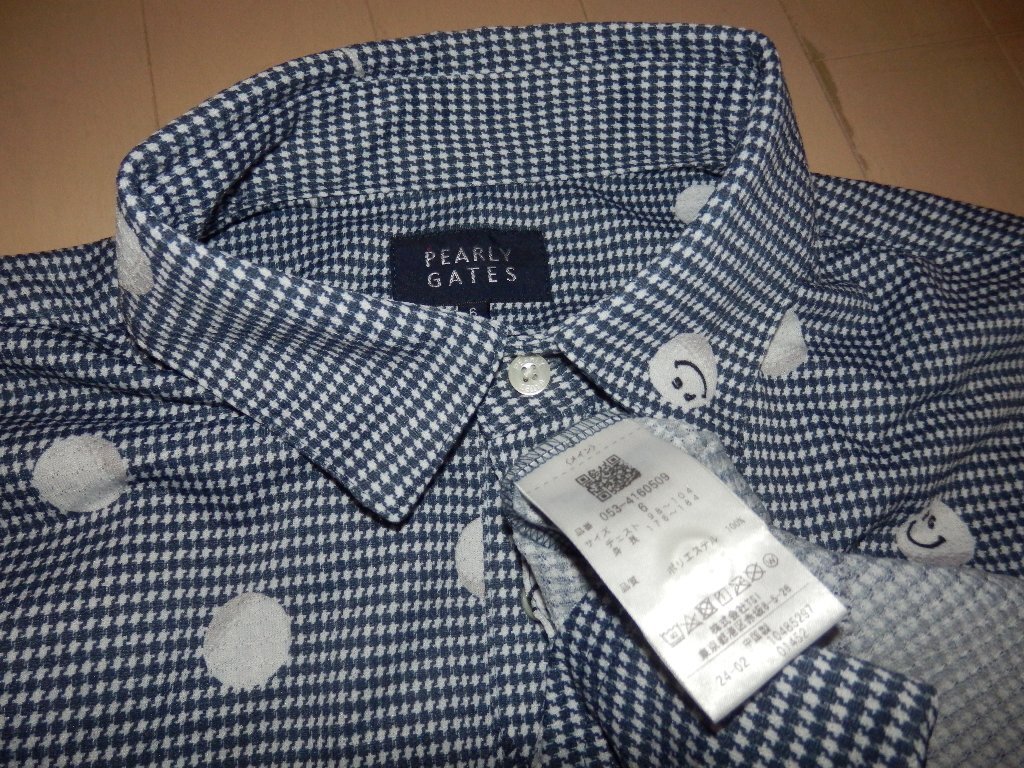 美品 認識タグ有★PEARLY GATES パーリーゲイツ★人気 半袖シャツ 品番 053-4160509 ゴルフボール柄2024年モデル★サイズ6 LL_画像7