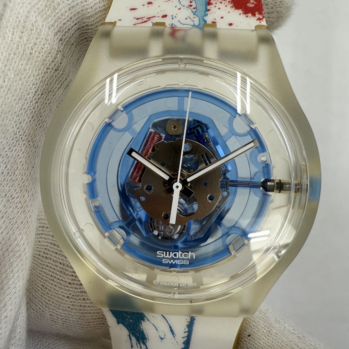 ▽1円〜 Swatch スウォッチ Blue Man Group ブルーマン・グループ コラボウォッチ SUJK104C クオーツ 腕時計 現状不動品 KB2629_画像2