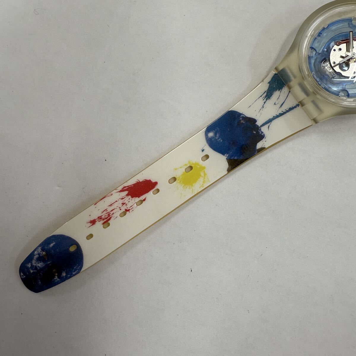 ▽1円〜 Swatch スウォッチ Blue Man Group ブルーマン・グループ コラボウォッチ SUJK104C クオーツ 腕時計 現状不動品 KB2629_画像4