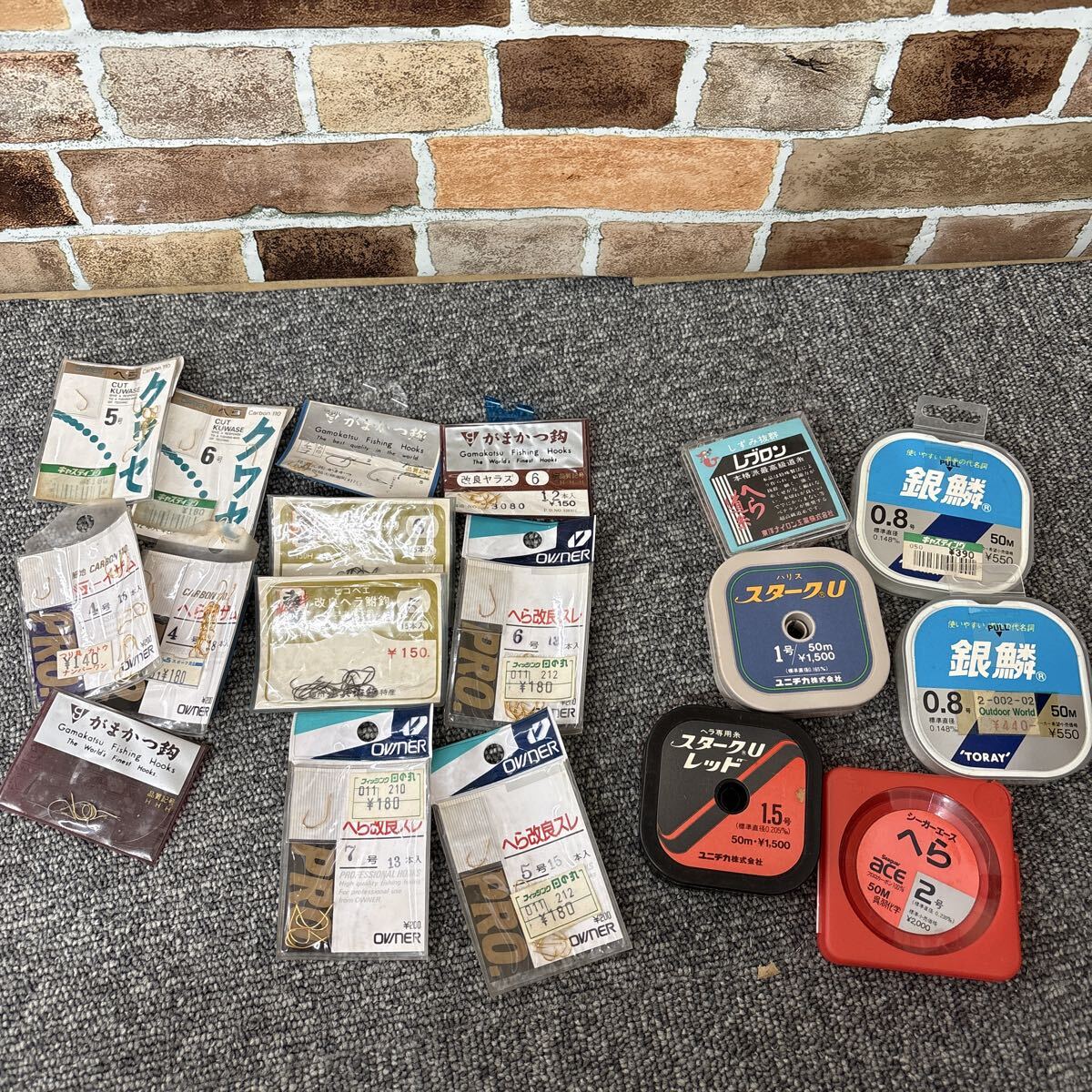 ●1円スタート●ヘラ釣り用 釣り糸 釣り針 まとめ売り ライン 鉤 がまかつ 他 ※詳細お写真にて 釣具 釣り小物 釣り用品 HS7032_画像1