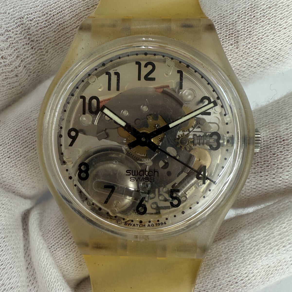 ▽1円〜 Swatch スウォッチ　Transparent トランスペアレント GK209 スケルトン 腕時計 クオーツ 現状不動品 KB2726_画像1