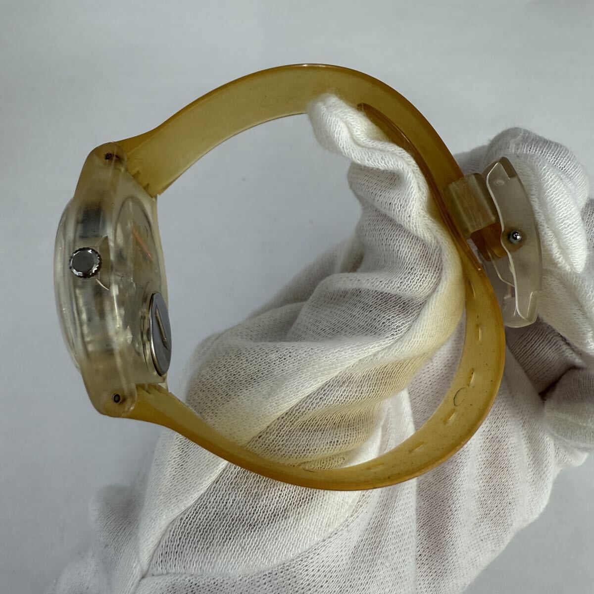 ▽1円〜 Swatch スウォッチ　Transparent トランスペアレント GK209 スケルトン 腕時計 クオーツ 現状不動品 KB2726_画像7