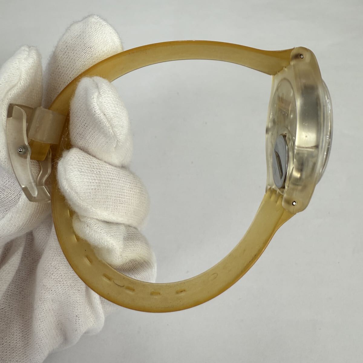 ▽1円〜 Swatch スウォッチ　Transparent トランスペアレント GK209 スケルトン 腕時計 クオーツ 現状不動品 KB2726_画像8