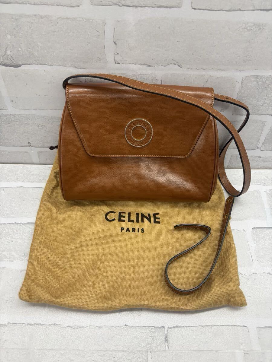 ◎1円スタート◎ CELINE セリーヌ ショルダーバッグ ブラウン系 保存袋あり レディース TW4021_画像1