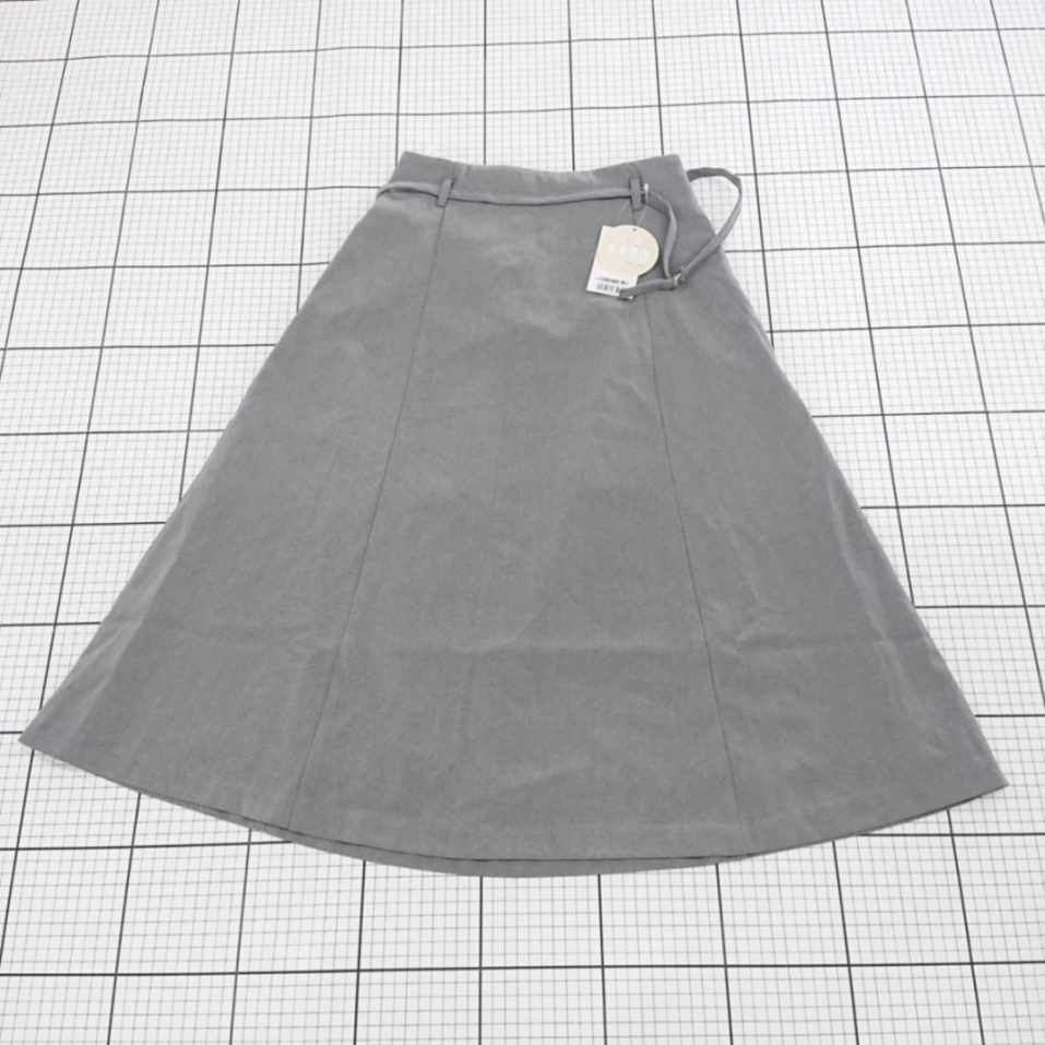 ◇ Θ 未使用 GLACIER グラシア ベーシック 膝下丈 フレア スカート サイズL ライトグレー系 レディース E 1509100069744_画像1